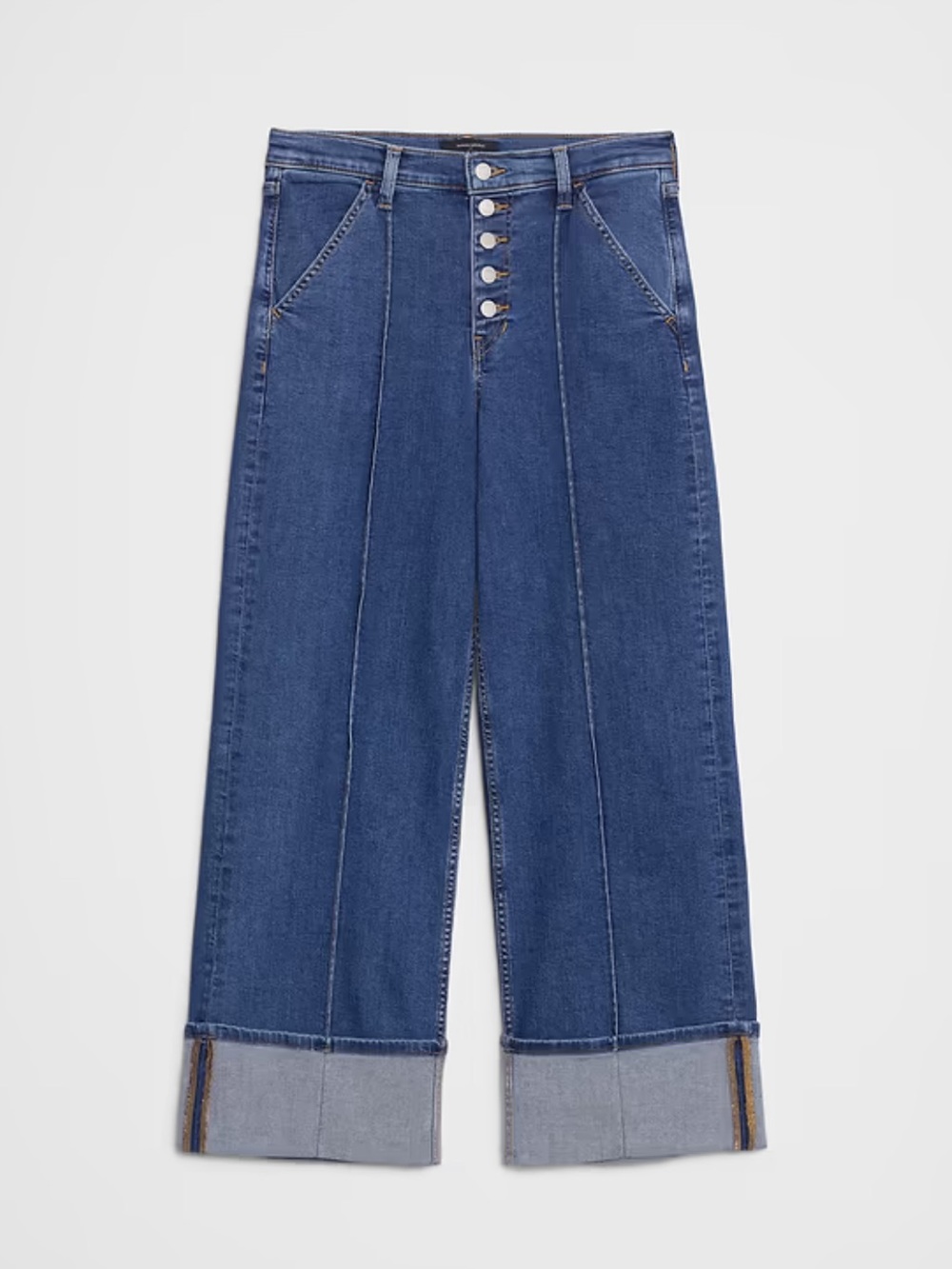 Banana Republic Wide-Leg High-Rise Pintuck Cuffed Jean